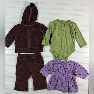 Gap Brannans Favorite Baby Girls Outfits Velvet Tracksuit Shirts Size 6-12 month